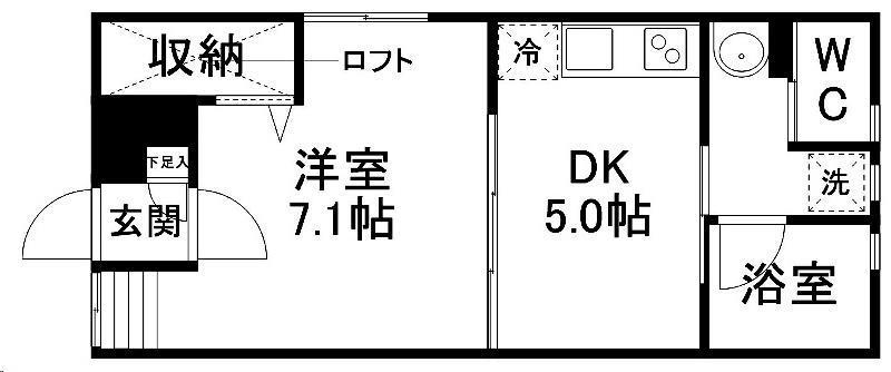 アーバンハイツ宮千代(1DK/1階)の間取り写真