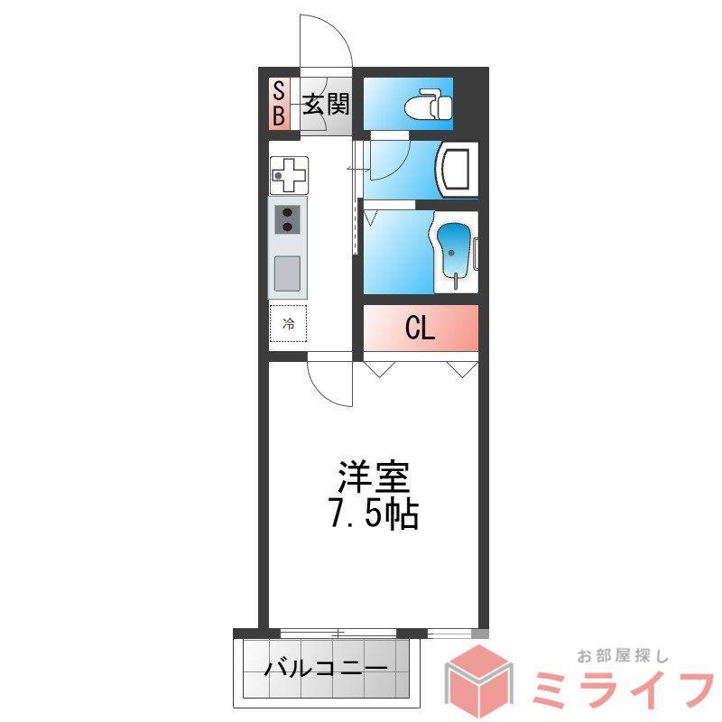 エムフラット衣摺I(1K/1階)の間取り写真