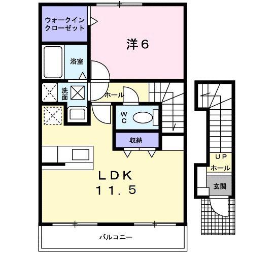フリーデンス ヴァルトII番館(1LDK/2階)の間取り写真