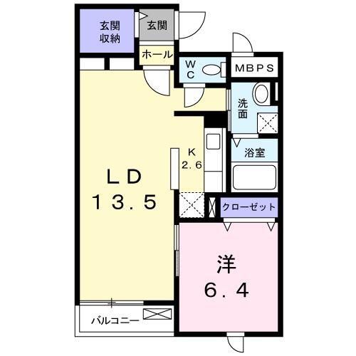 ラフレシール三島(1LDK/1階)の間取り写真