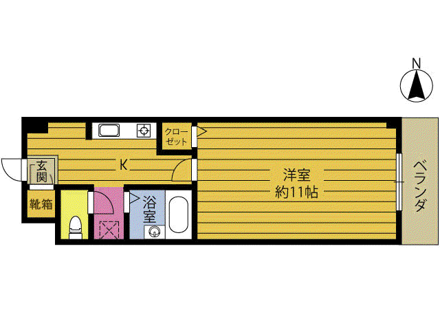 エンゼルハイツ楼苑(1K/2階)の間取り写真