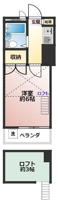 エクセレントF-I(1K/2階)の間取り写真
