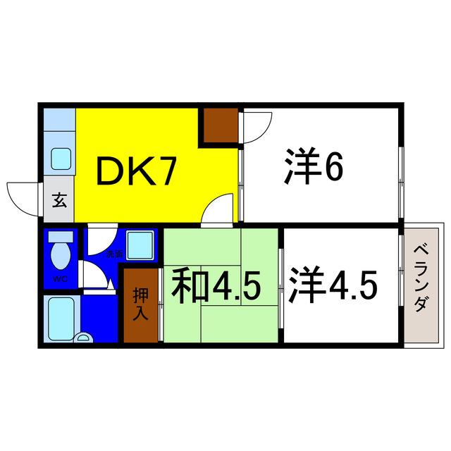 コーポ藍(3DK/2階)の間取り写真