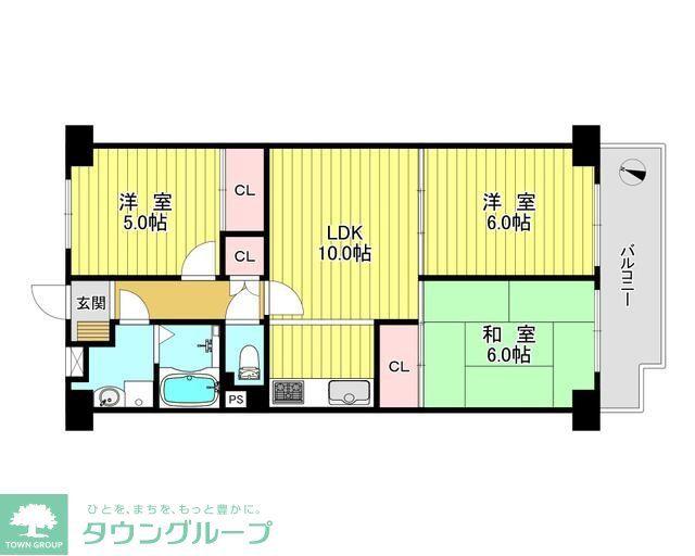 サニーハイツせんげん台(3LDK/7階)の間取り写真