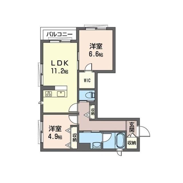モン リーブル(2LDK/2階)の間取り写真