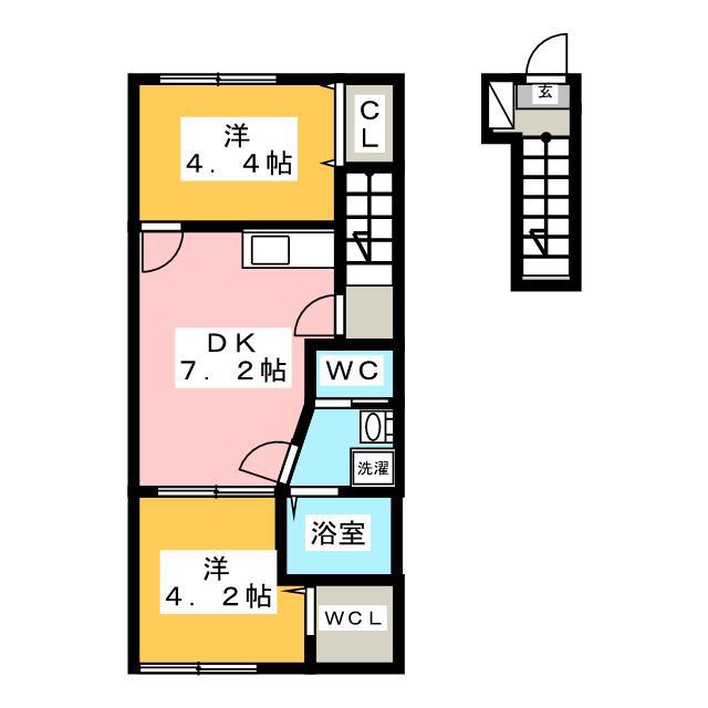 クレスタ浜田山(2DK/2階)の間取り写真