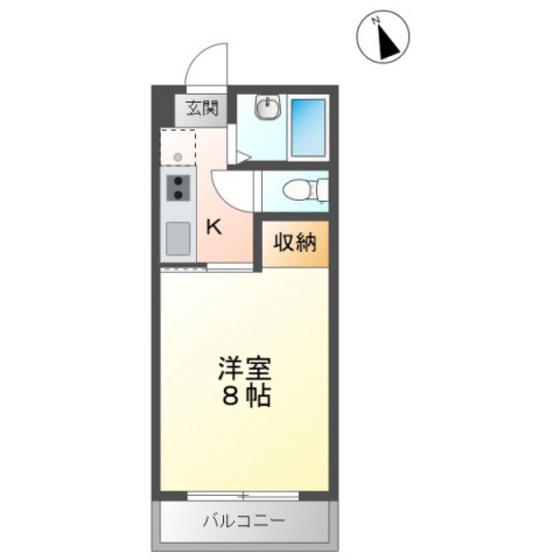 プレアール岡山医大東(1K/2階)の間取り写真