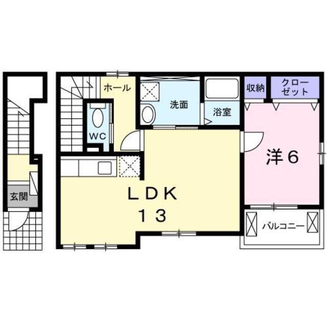 KOTORIの丘(1LDK/2階)の間取り写真