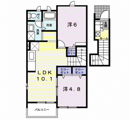 ノエル参番館(2LDK/2階)の間取り写真