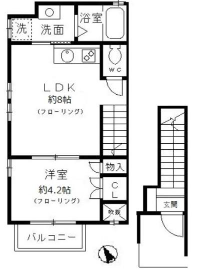 パイン フォレスト(1LDK/2階)の間取り写真