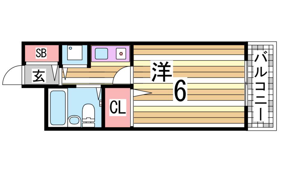 ヴェルドール垂水(1K/4階)の間取り写真