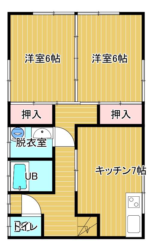 第6タカハシハウス(2LDK/2階)の間取り写真