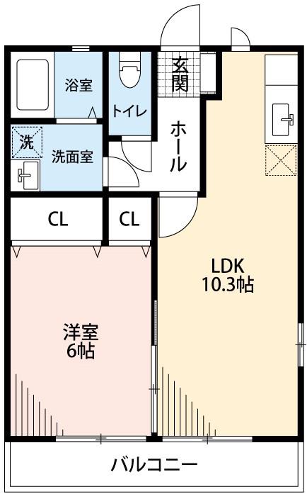 フォーリーブス(1LDK/1階)の間取り写真