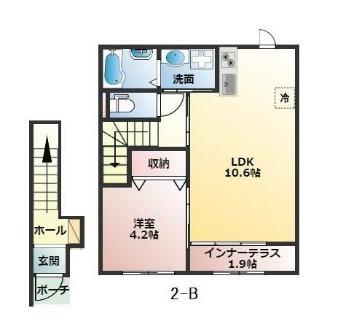 グランフェリス(1LDK/2階)の間取り写真