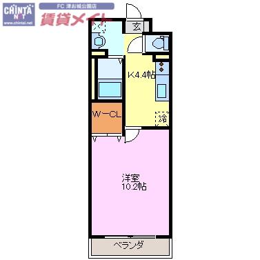 サクラーレ(1K/1階)の間取り写真