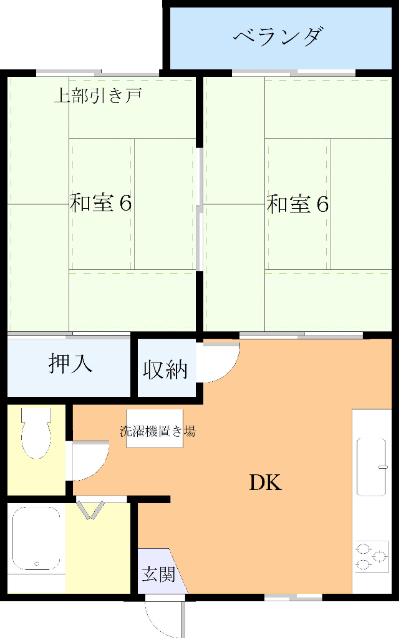 ひかりハウス(2DK/2階)の間取り写真