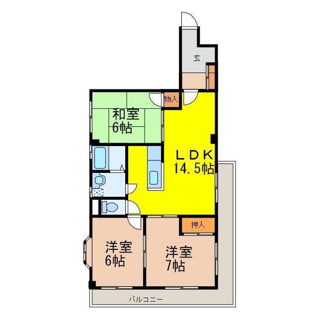 シティハイツセゾン(3LDK/1階)の間取り写真