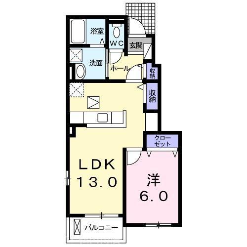 ミルト松前II-III(1LDK/1階)の間取り写真