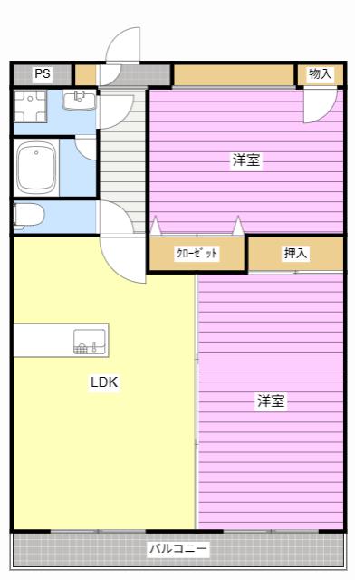 OLIVE(2LDK/3階)の間取り写真