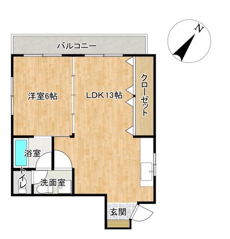カーサ角(1LDK/3階)の間取り写真