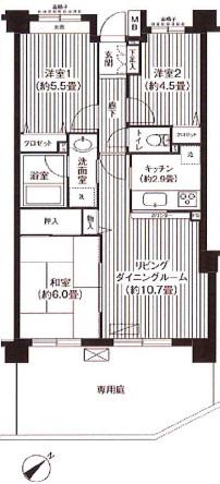KS桜川(3LDK/1階)の間取り写真