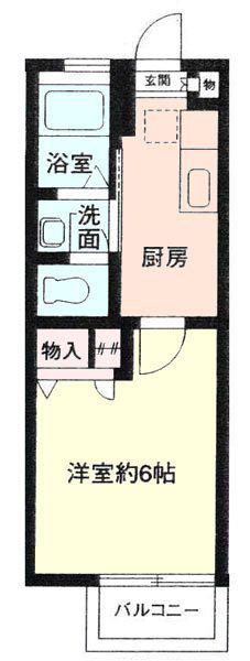 リリ参番館(1K/1階)の間取り写真