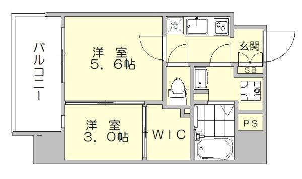 ネストピア東比恵駅前4(2K/4階)の間取り写真