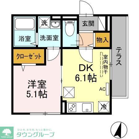 アンジュール高松B(1DK/2階)の間取り写真