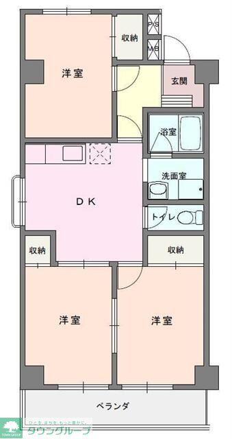 グリーンパークハイツ(3DK/4階)の間取り写真