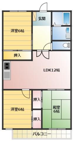 ベルデTAKADA(3LDK/1階)の間取り写真