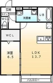 GRAN PARK青山台(1LDK/1階)の間取り写真