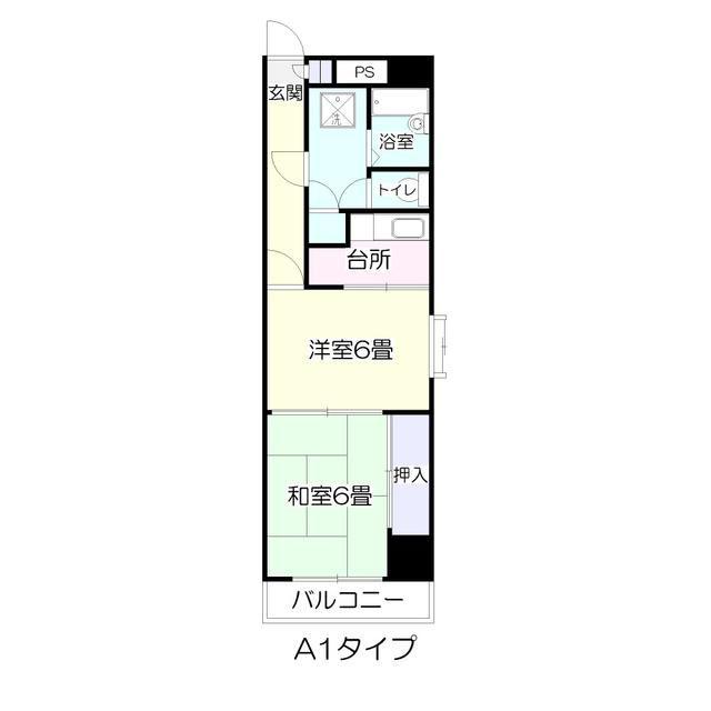 グランドール大和町(2K/8階)の間取り写真