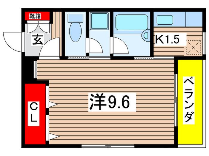 シャンブル平野(1K/2階)の間取り写真