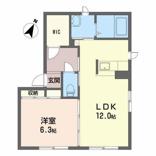 シャーメゾン楽音寺(1LDK/1階)の間取り写真