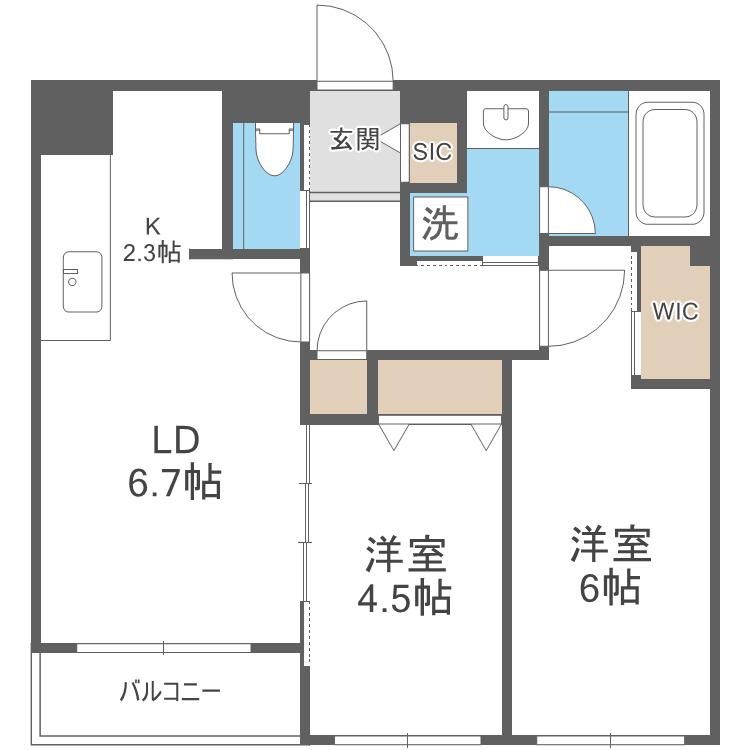 LIVECASA白石(2LDK/4階)の間取り写真