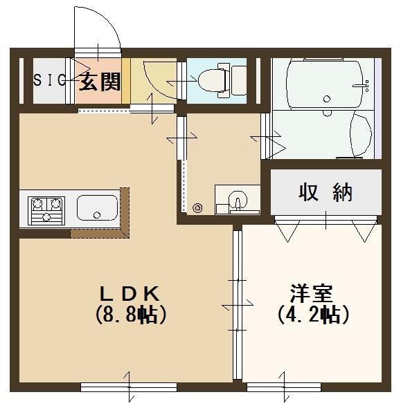 CASA DOMANI(1LDK/1階)の間取り写真
