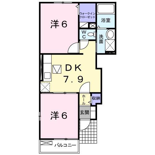 ラフレシール C(2DK/1階)の間取り写真