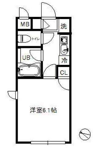 OPUS南馬込(1K/1階)の間取り写真