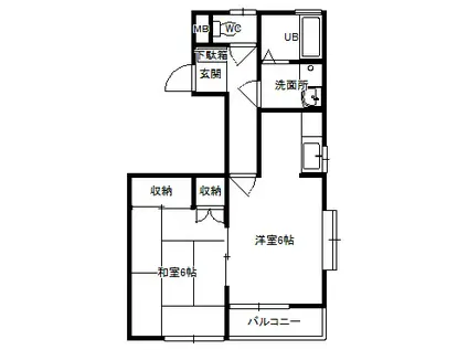 阿久沢コーポ(1DK/2階)の間取り写真