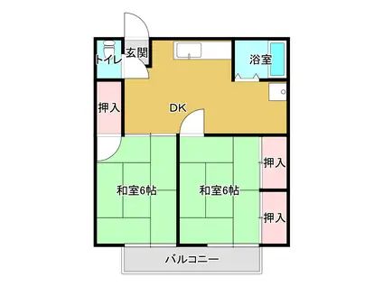 アライコーポ(2DK/2階)の間取り写真