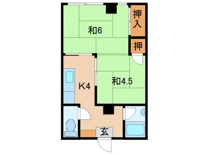 ユタカビル(2K/3階)の間取り写真