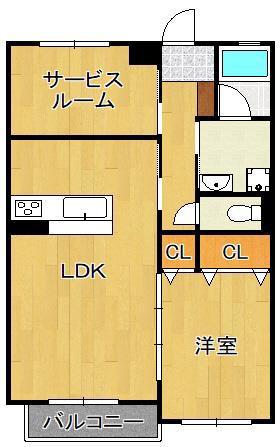 ゼルコバI(1SLDK/2階)の間取り写真