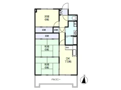 サンチェリー駅前北通(3DK/7階)の間取り写真