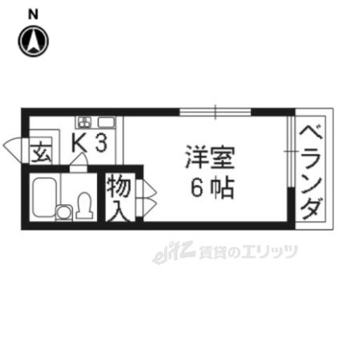 アントレー嵯峨野(1K/3階)の間取り写真