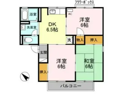 ハイツセジュールB棟(3DK/1階)の間取り写真