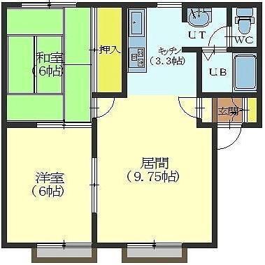 サンガーデン七重浜A(2LDK/2階)の間取り写真