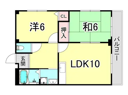 メイゾーン霞ヶ丘F棟(2LDK/2階)の間取り写真