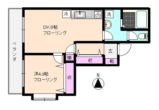 四谷マンション(1DK/6階)の間取り写真