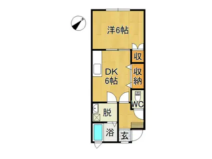 ストーン(1DK/1階)の間取り写真