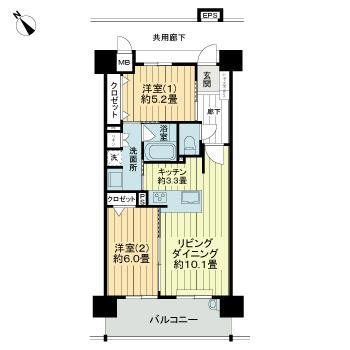 アルファステイツおもろまち(2LDK/9階)の間取り写真
